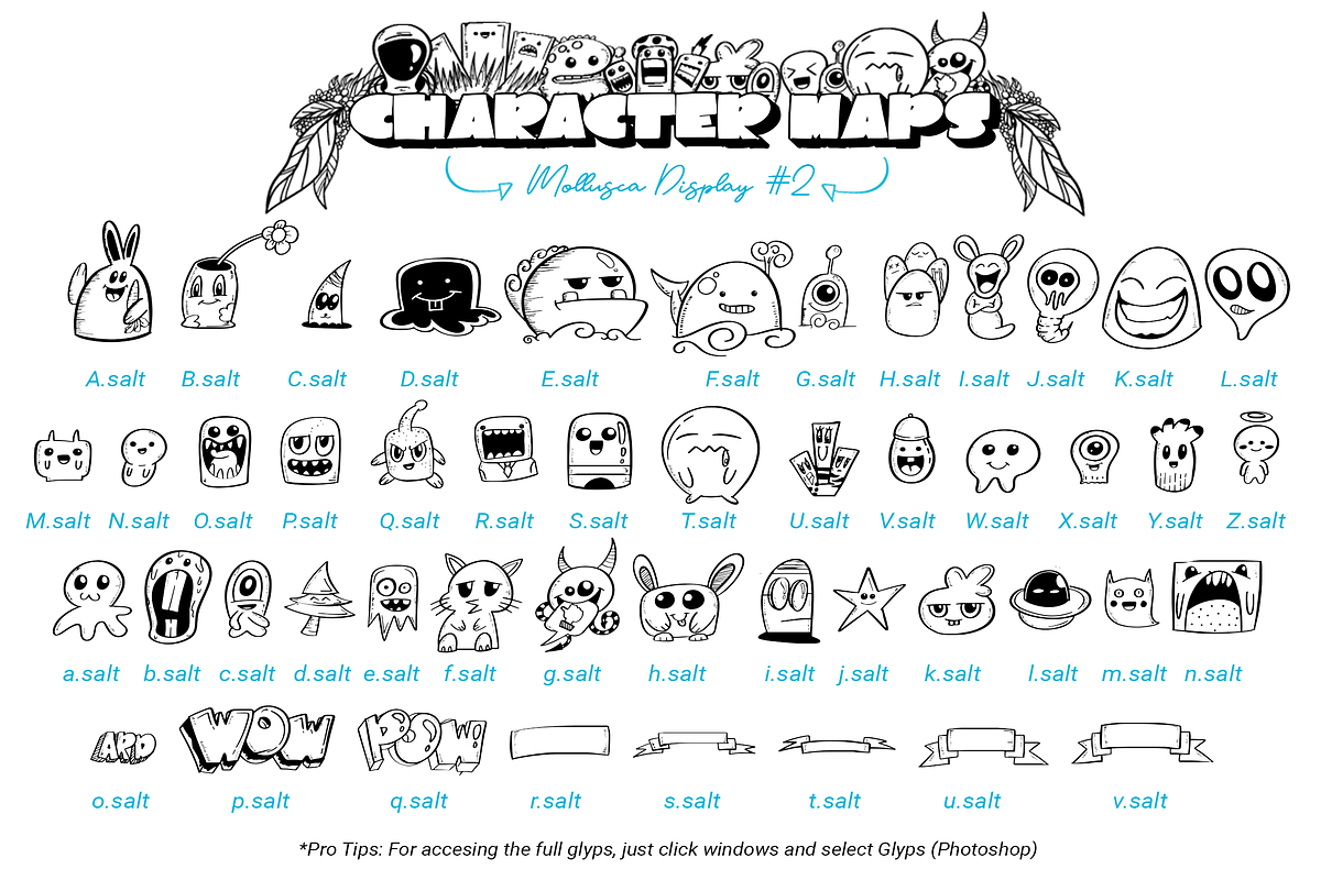 Mollusca Font Trio | Dingbats Doodle, a Script Font by Ardana Creative (Photo 12 of 15)