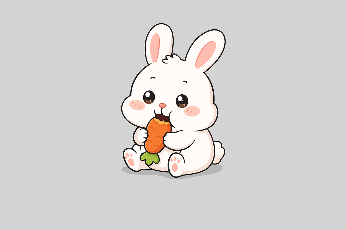 Bunny Eating Carrot Cartoon, an Animal Illustration by Artpon Illustration (Photo 3 of 3)