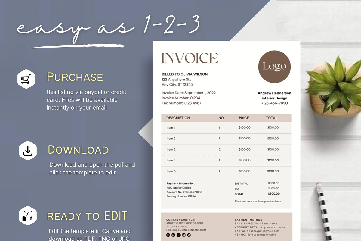 Invoice Template Printable Invoice, a Stationery Template by Climbwithelevator (Photo 9 of 9)