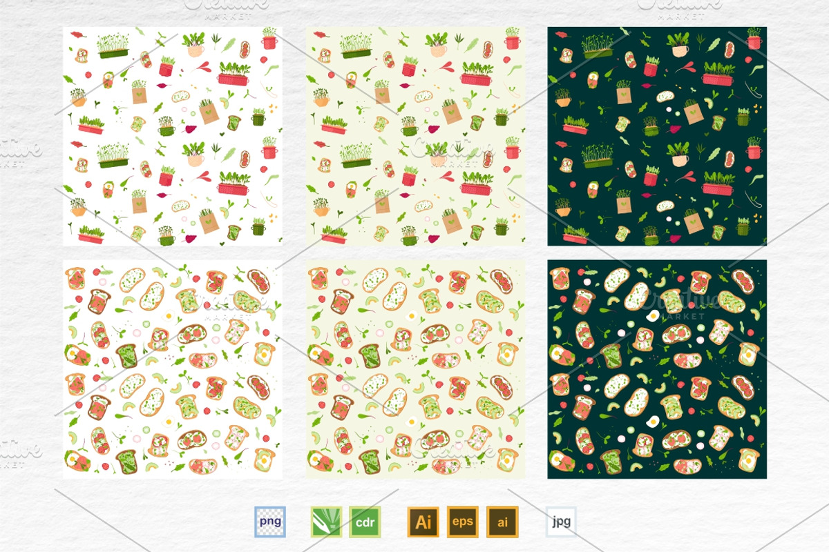 Microgreens Vector Set 1, a Food Illustration by ElenaKovalyova (Photo 8 of 21)