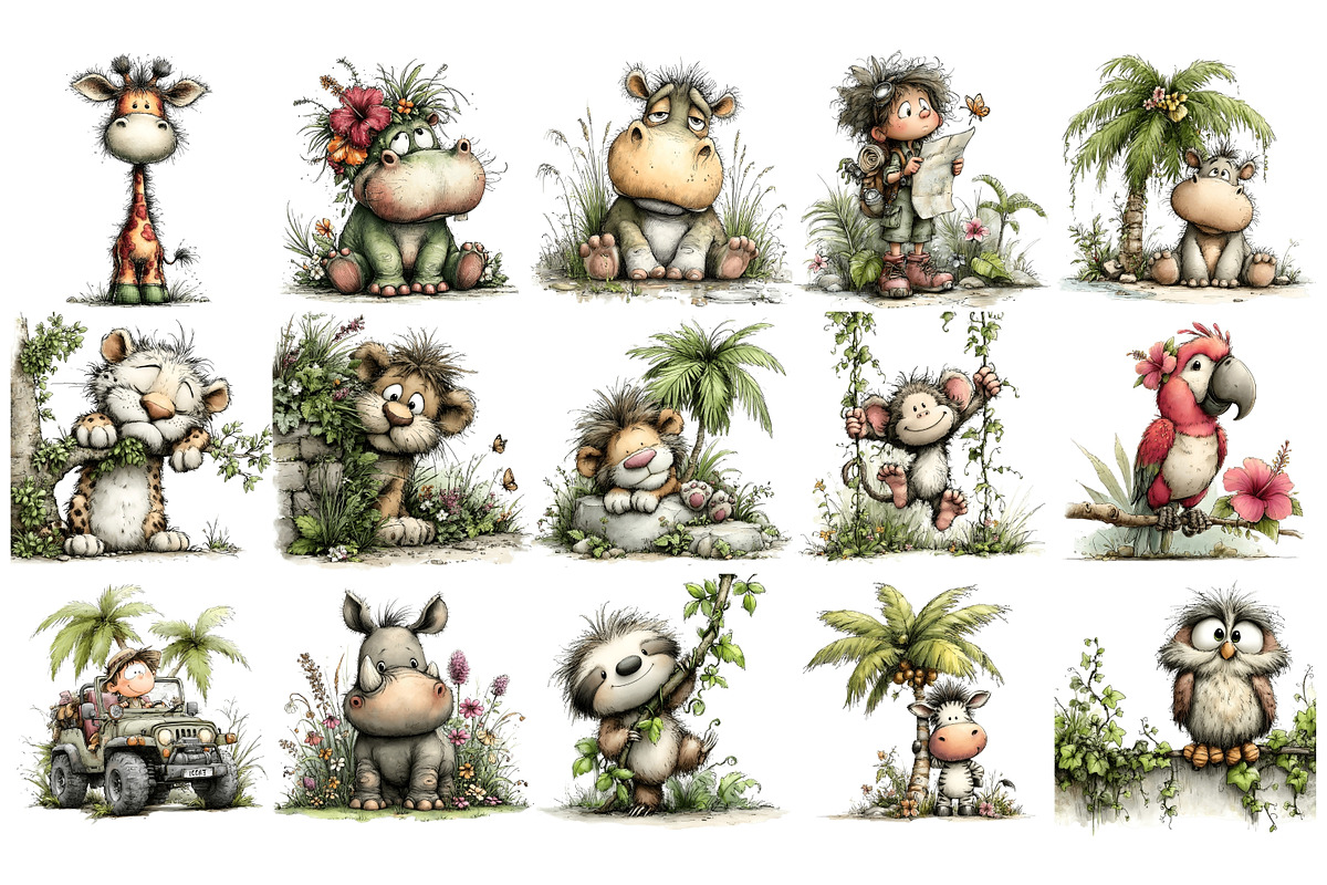 Jungle Animals PNG Clipart, an Animal Illustration by Nicolle's Colorful Art (Photo 2 of 4)