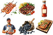 Watercolor BBQ Barbecue Clipart, an Illustration by Craft Nest (Thumbnail 9 of 11)