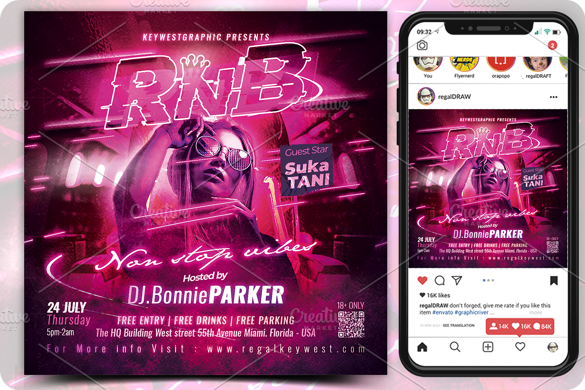 RnB Music Flyer, a Flyer Template by regalDRAW (Photo 1 of 3)