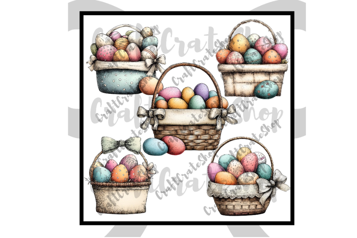 Whimsical Easter Egg Basket Clipart, an Illustration by CraftCrateShop (Photo 2 of 6)
