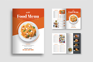 Food Menu Bifold Brochure Template