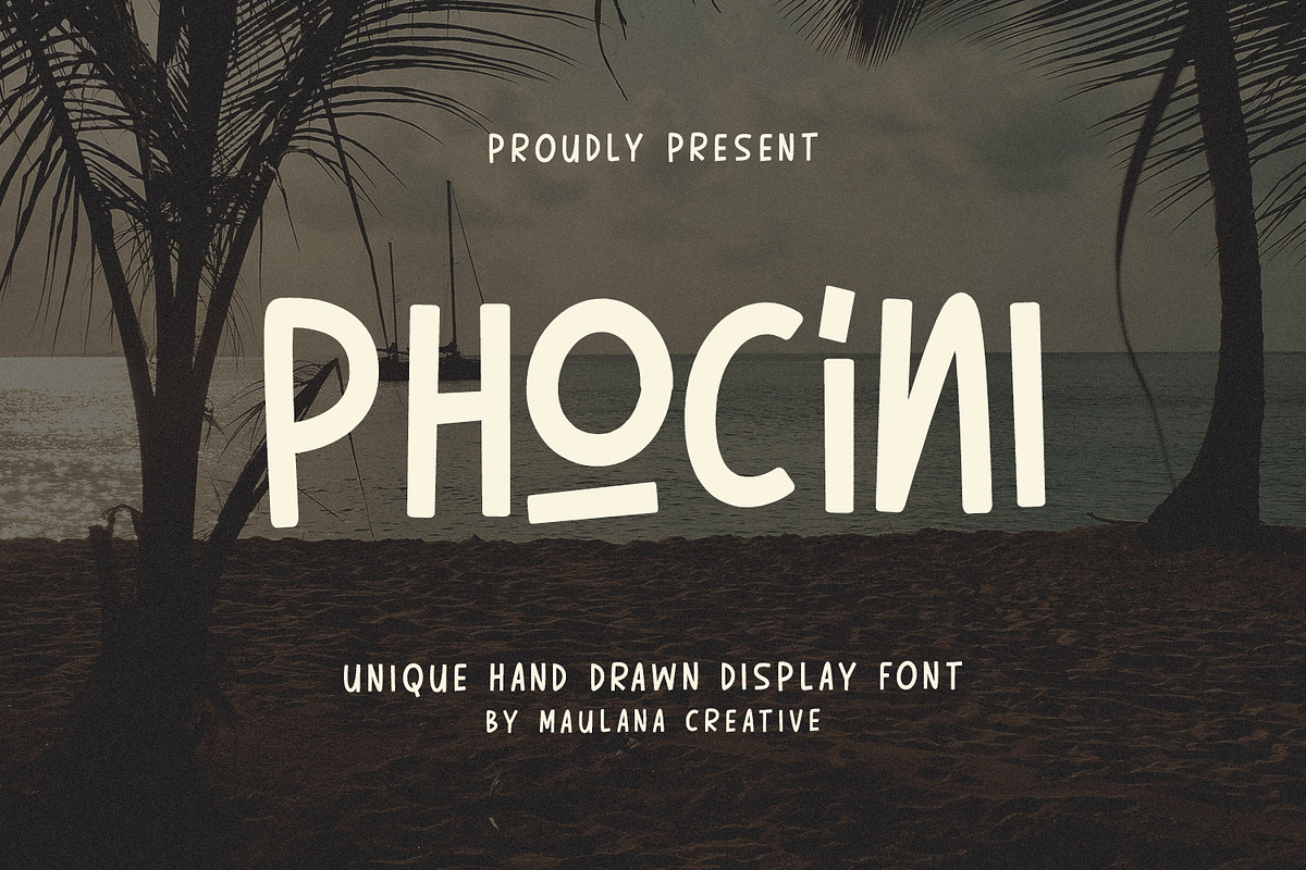 Phocini Unique Hand Drawn Display, a Handwritten Font by Maulana Creative (Photo 1 of 7)