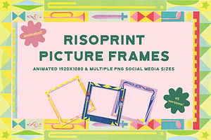 Riso print colorful photo frame set