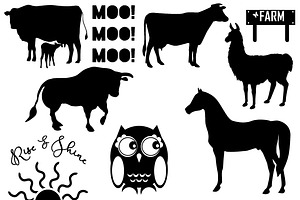 Farm & Animal Silhouettes AI EPS PNG