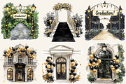 Black & Gold Graduation Day Clipart, an Illustration by NadiaTheronArt (Thumbnail 4 of 5)
