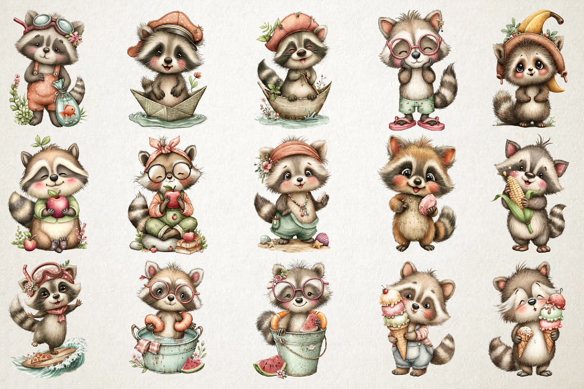 Quirky Raccoon Trash Summer Graphic, an Illustration by RobertsArt (Photo 3 of 6)