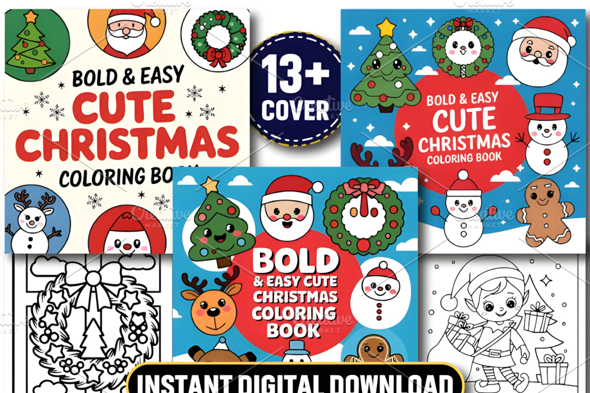 Bold Easy Cute Christmas Coloring, a Seasonal Illustration by Coco Bloom (Photo 2 of 6)