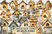 Bee House Clipart Bundle, a Work Illustration by Rose Art (Thumbnail 1 of 4)