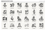 Home Life Activity Icons -Hand Drawn, an Outline Icon by Symbolic Language (Thumbnail 4 of 7)