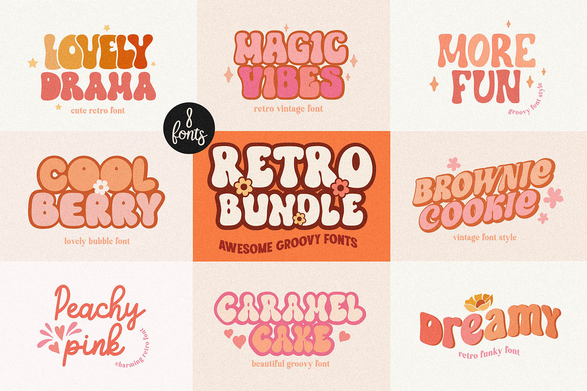 Awesome Retro Bundle - 8 Groovy Font, a Handwritten Font by BarcelonaShop (Photo 1 of 8)