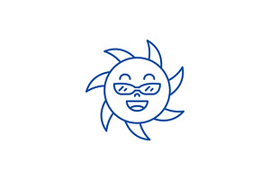 Funny Sun In Glasses Line Icon