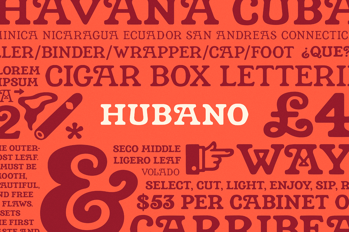 Hubano — Cigar box font, a Serif Font by SimpleBits® (Photo 1 of 4)