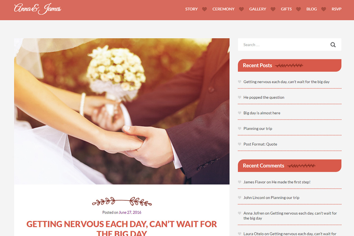 Amore: WordPress Wedding Theme, a WordPress Template by ThemeBear (Photo 8 of 9)