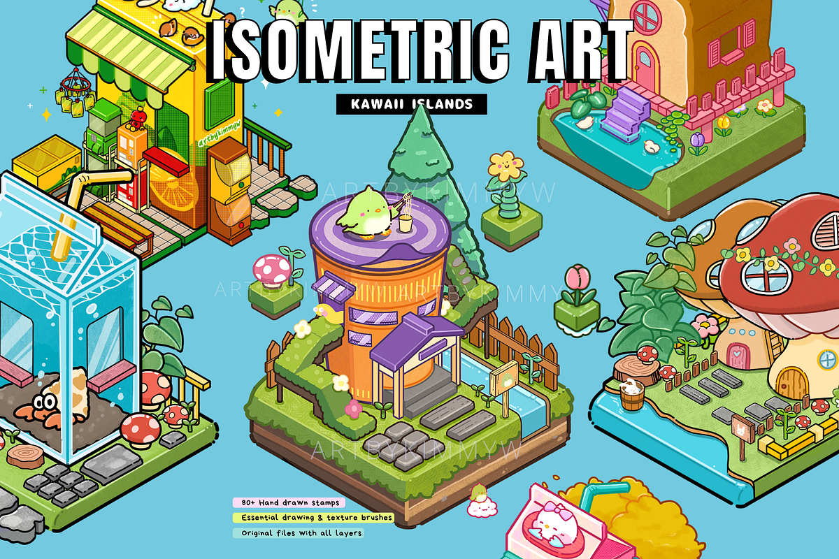 Procreate Isometric Islands Pack, a Brush Add-On by Artbykimmyw (Photo 1 of 10)