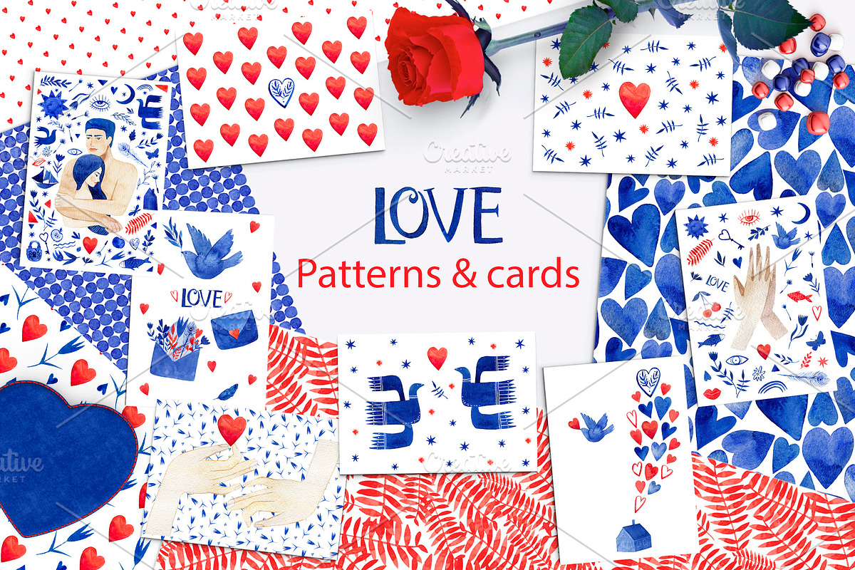 Patterns & cards. Love, a Pattern Graphic by LelyaCherry