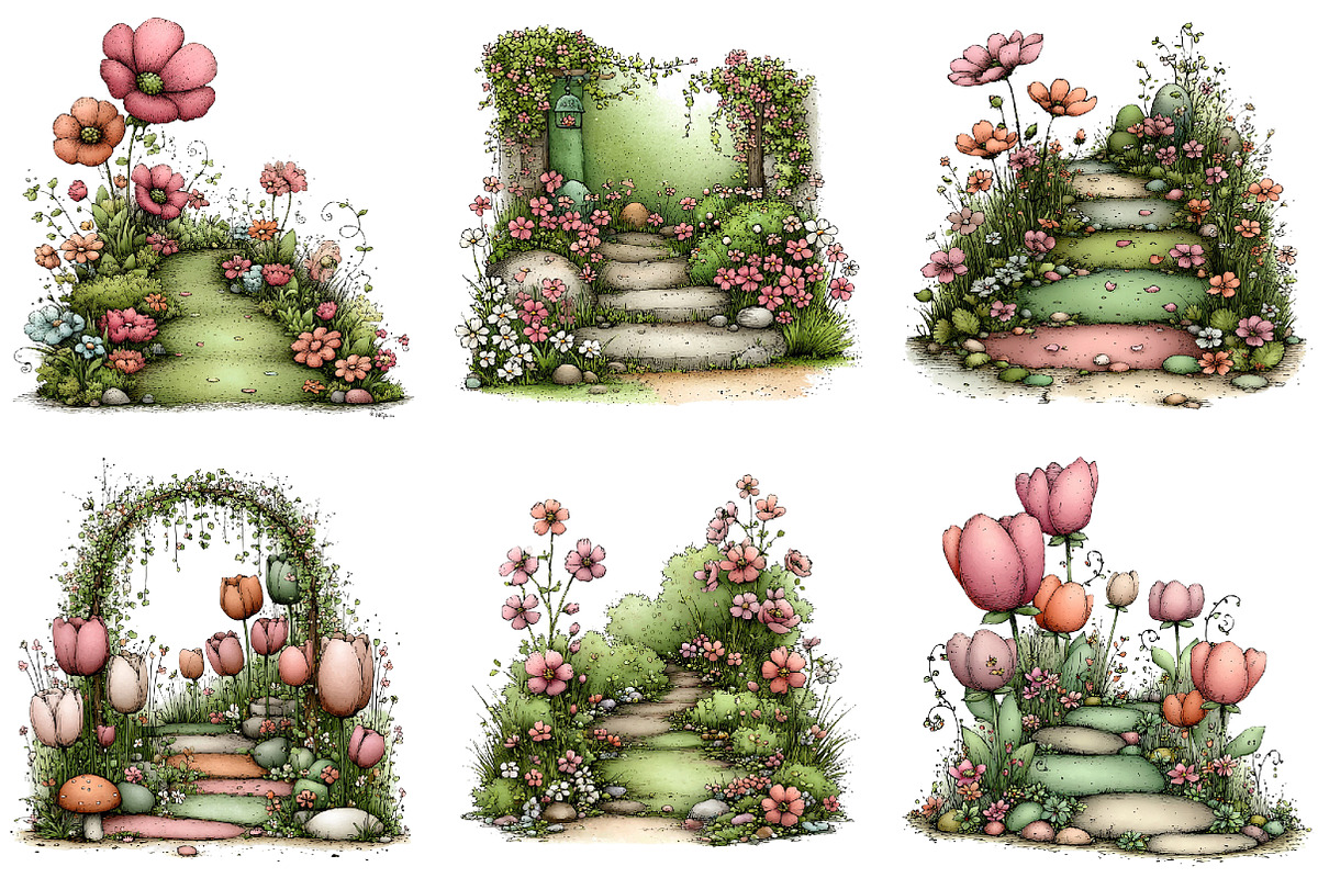 Whimsical Spring Pathway Clipart, an Illustration by Dream Creation (Photo 4 of 5)