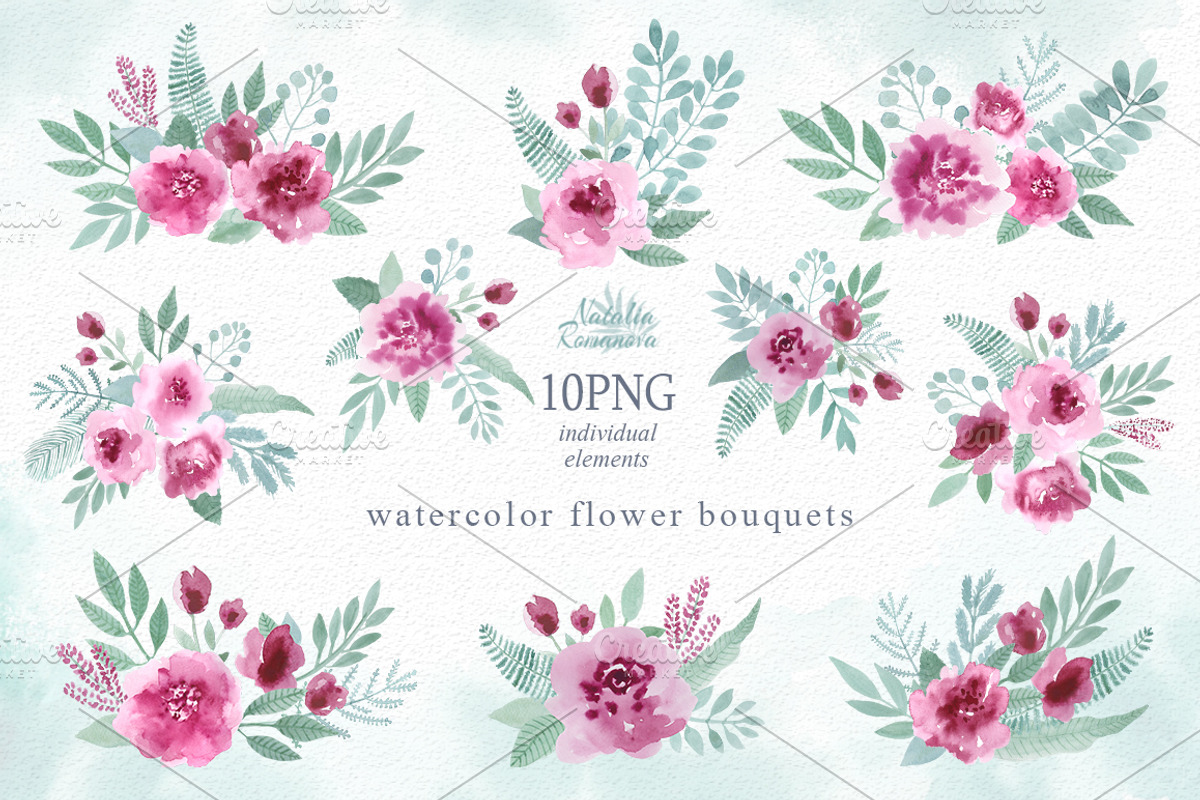 Watercolor floral marsala, an Illustration by BrushArtDesigns (Photo 3 of 10)