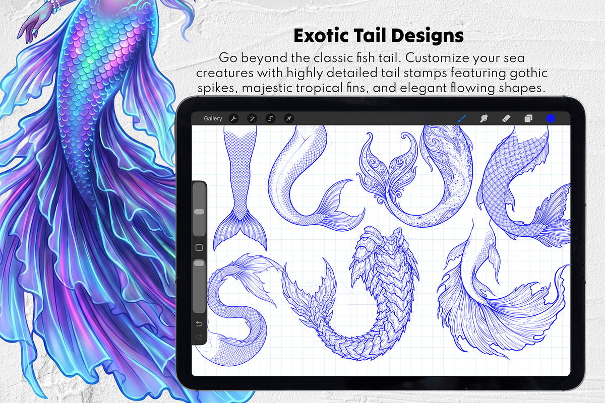 200 Mermaid Maker Procreate Stamps, a Brush Add-On by Selentaori Studio (Photo 9 of 13)