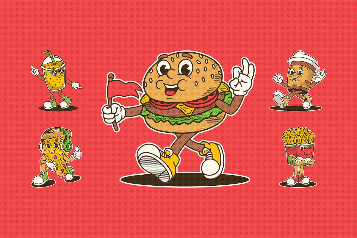 Groovy Food Mascot Illustration, a Food Illustration by Decoconio Design (Photo 2 of 7)