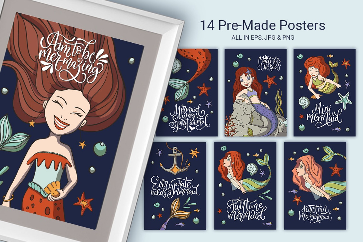 Mini Mermaid. Big Graphic Pack., a Seasonal Illustration by Red Ink (Photo 8 of 10)