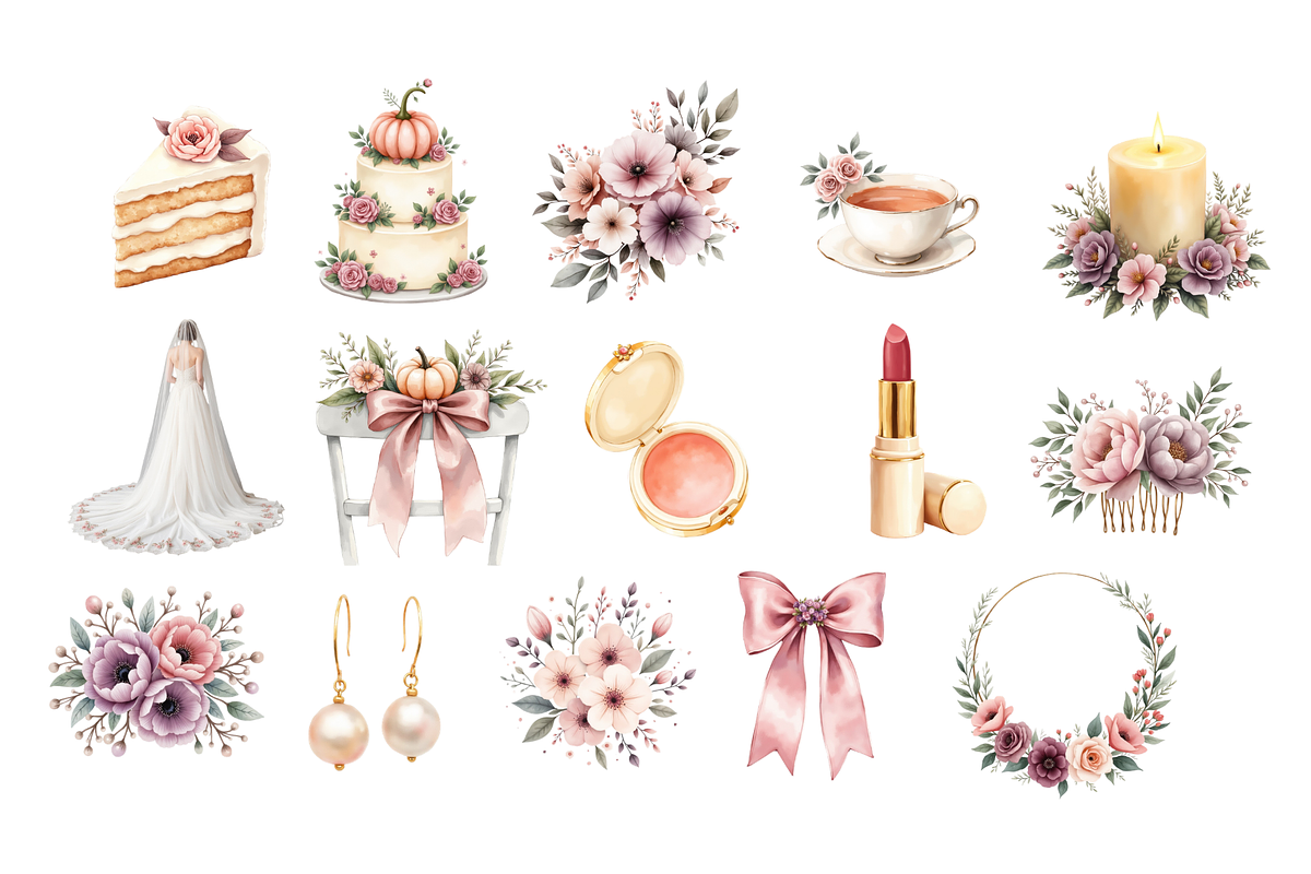 Autumn Pastel Wedding Clipart Bundle, a Decorative Illustration by Anca Digital Vibe (Photo 2 of 6)