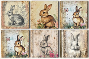 Vintage Bunny Junk Journal Pages, a Pattern Graphic by DreamCafeArt (Thumbnail 3 of 6)