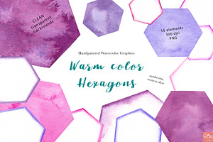 Purple Watercolor Hexagons