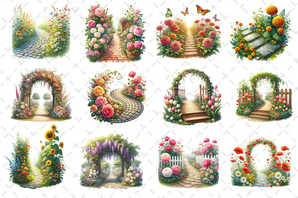 Flower Garden Pathway Clipart, an Illustration by Dream Creation (Photo 2 of 4)