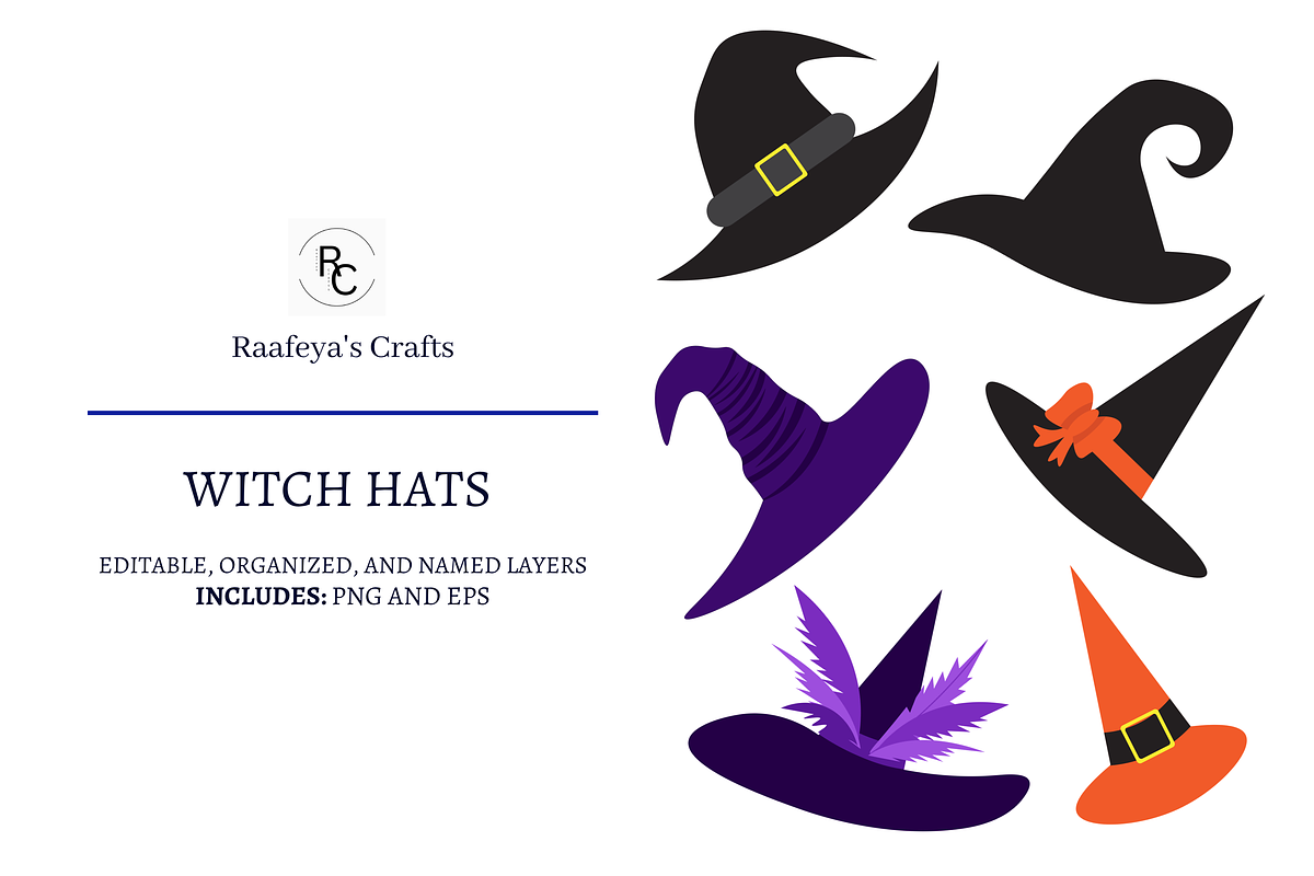 Witch Hats - 6, a Seasonal Illustration by Raafeya's Crafts (Photo 1 of 3)