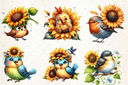 Funny Bird & Sunflower Clipart, an Illustration by Rose Art (Thumbnail 2 of 7)