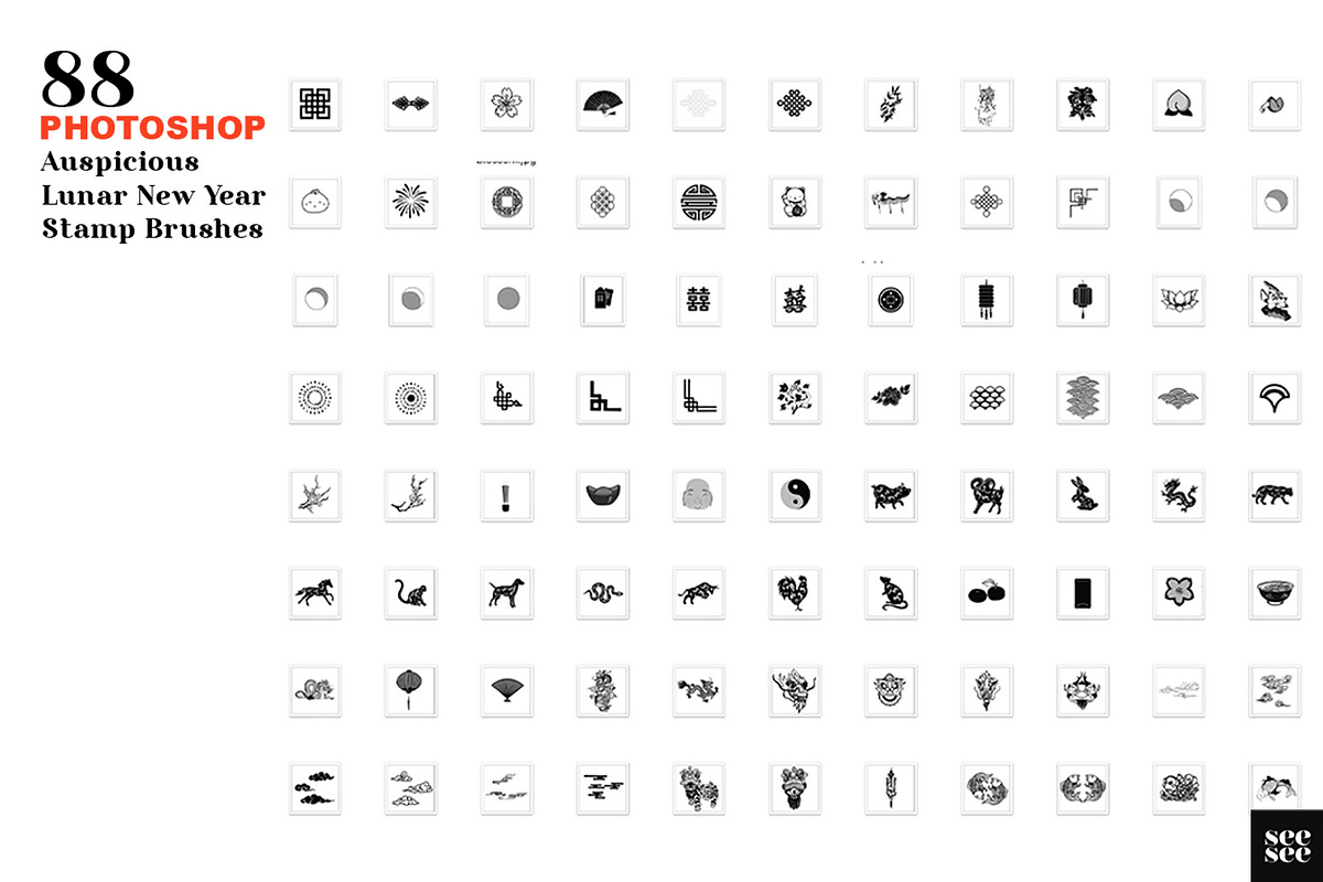 88 Photoshop Lunar New Year Brushes, a Brush Add-On by CC CREATIVE CO (Photo 2 of 13)