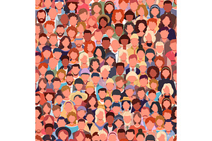 Seamless pattern crowd of people, a Pattern Graphic by Yayasya
