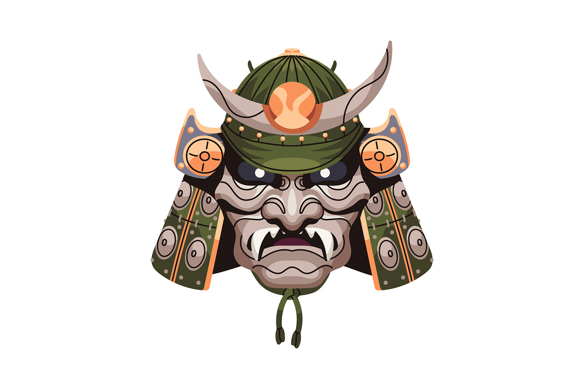 Samurai helmets, Japanese masks set, an Object Illustration by PaperTrident (Photo 6 of 9)