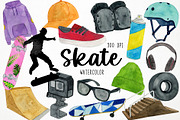 Watercolor Skate Clipart, Skateboard, an Object Graphic by Paulaparaula (Thumbnail 1 of 3)