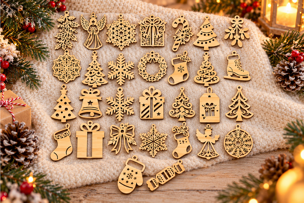 Christmas Earrings Laser Cut Bundle, an Object Graphic by DreamCafeArt (Photo 3 of 6)