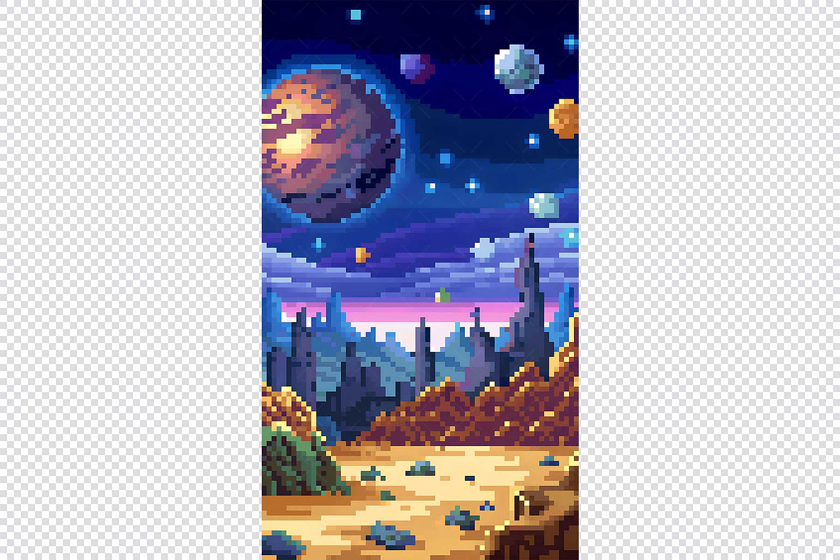 Alien Planet Pixel Art Background, a Background Graphic by minhm2m (Photo 11 of 12)