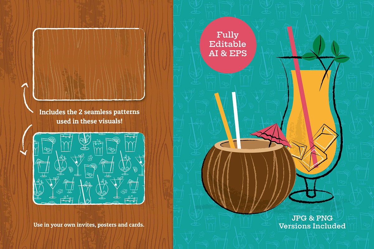 Tiki Cocktail Party Illustrations, a Food Illustration by Wingsart Studio (Photo 3 of 3)