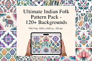 Indian Folk Pattern Background Pack, a Background Graphic by Daffodil Dream Studio (Thumbnail 1 of 3)