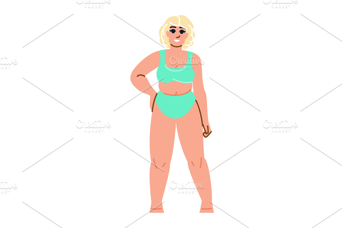 Curvy woman wearing swimsuit, a Person Illustration by pikepicture
