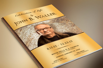 Solid Gold Funeral Program Photoshop, a Templates & Theme by Godserv Designs