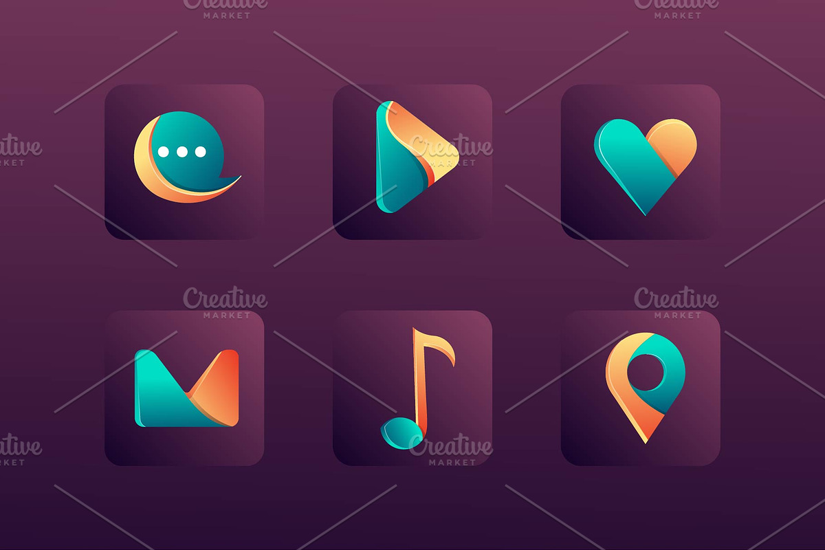 Modern 3D Set Icon Logo, a Branding & Logo Template by BlackSweet_Studio