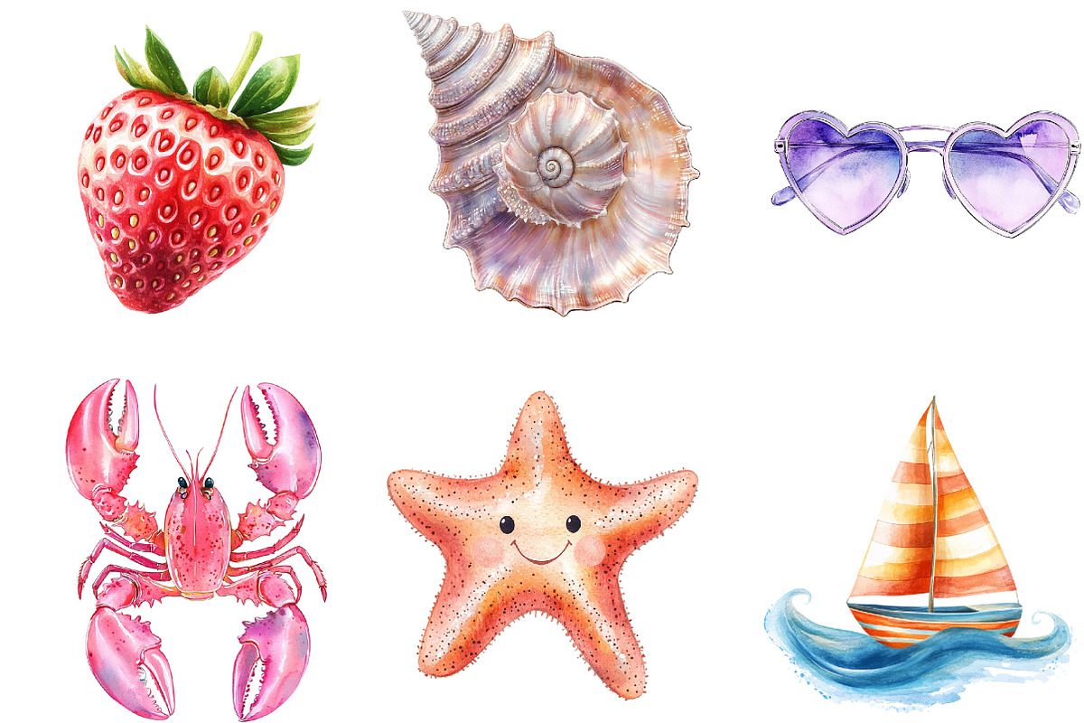 Preppy Summer Coastal Girl Clipart, an Illustration by Designking (Photo 3 of 5)