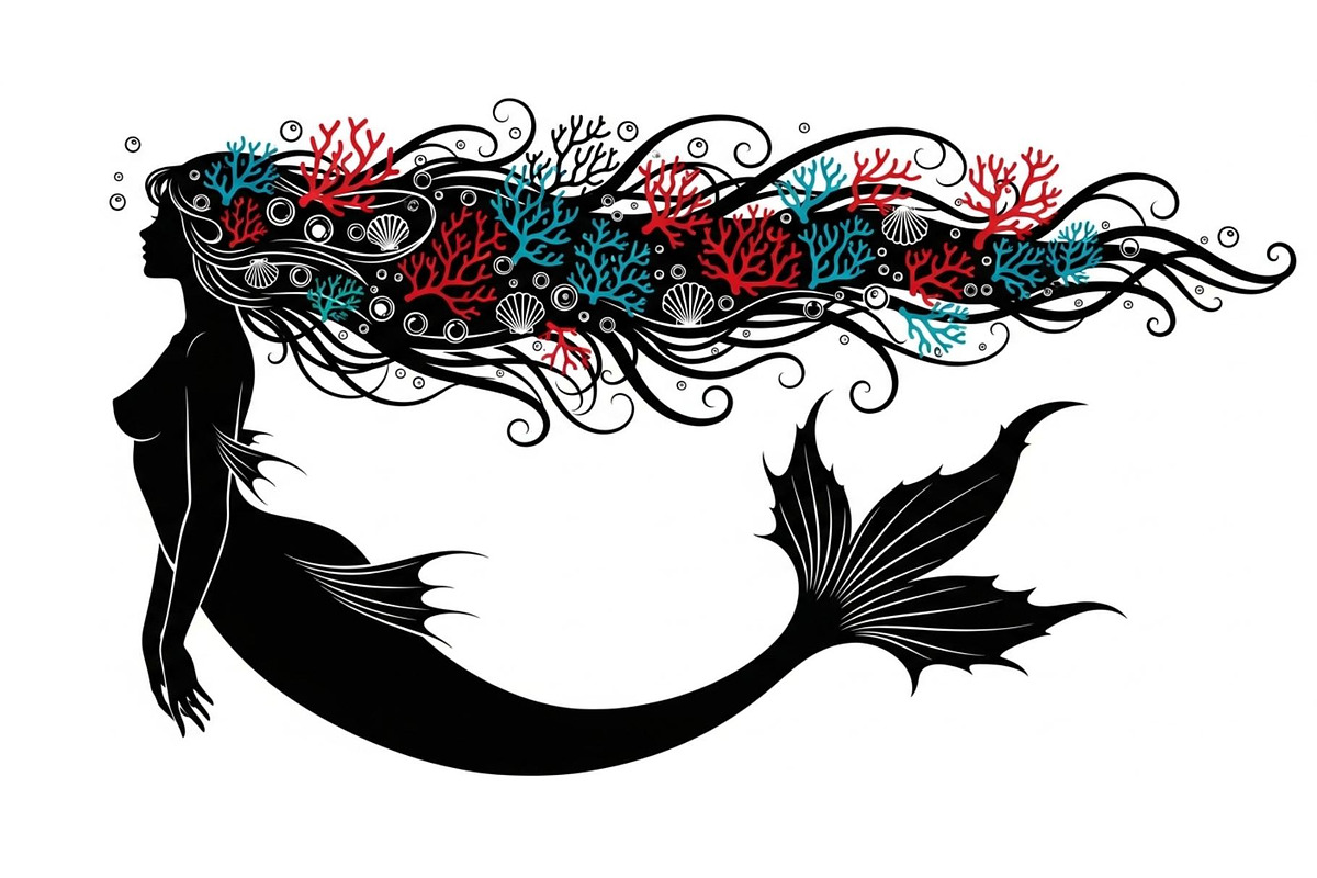 Fantasy Flowing Hair Mermaid Bundle, an Illustration by jahid234 (Photo 22 of 31)