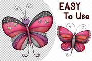 Whimsical Pink Red Butterflies PNG, an Illustration by cherrydesign (Thumbnail 4 of 4)