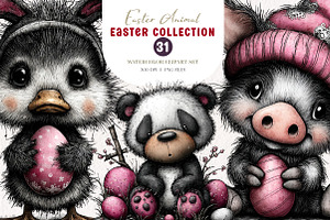 Whimsical Easter Animal Clipart, an Illustration by CreationArt