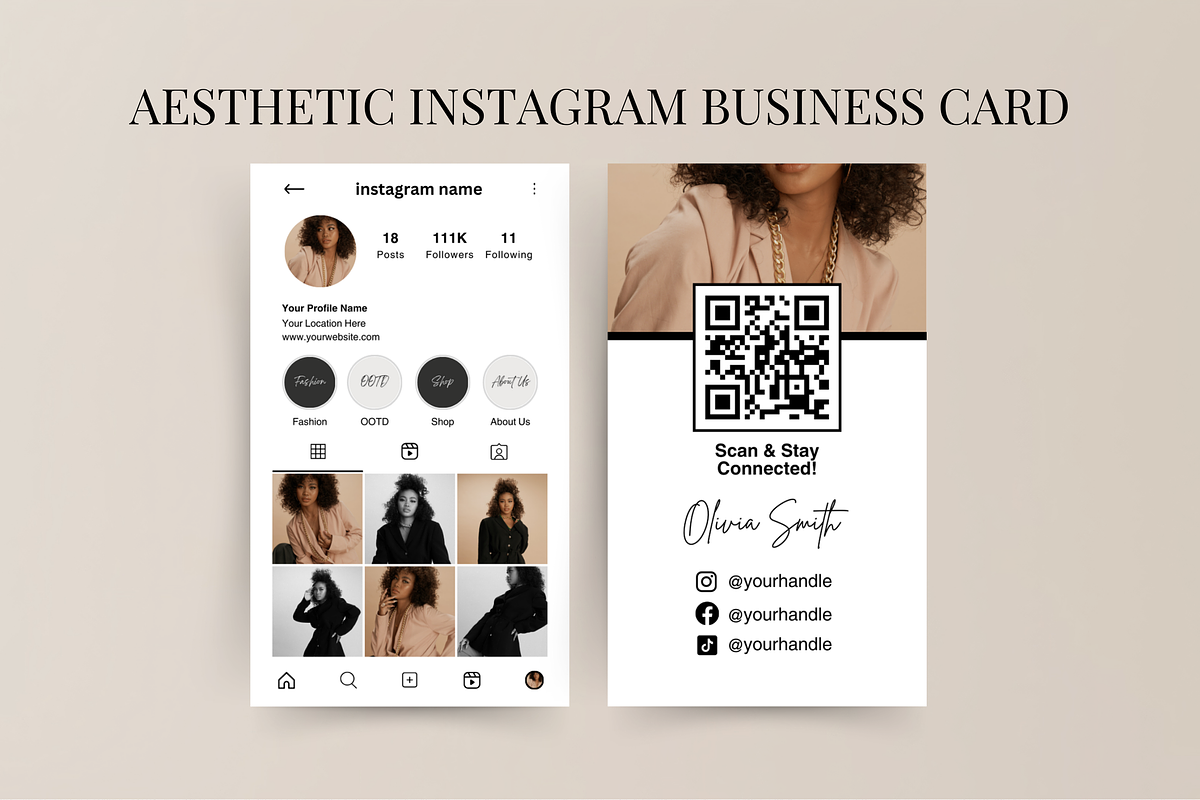 Instagram Business Card Template, a Templates & Theme by TheBohoFactory (Photo 3 of 8)